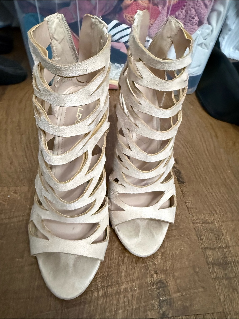 Aldo Metallic Gold Strappy Cage Heels